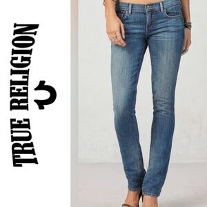 True Religion Western Cora Low-Rise Y2K 2000s Straight Medium Wash Jeans Denim